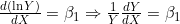 \frac{d(\ln Y)}{dX} = \beta_1 \Rightarrow \frac{1}{Y}\frac{dY}{dX} = \beta_1