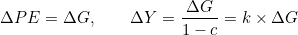 \[\Delta PE = \Delta G, \qquad \Delta Y = \frac{\Delta G}{1-c} = k \times \Delta G\]