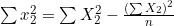 \sum x_2^2 = \sum X_2^2 - \frac{(\sum X_2)^2}{n}