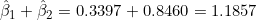 \hat{\beta}_1 + \hat{\beta}_2 = 0.3397 + 0.8460 = 1.1857