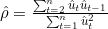 \hat{\rho}=\frac{\sum_{t=2}^{n}\hat{u}_{t}\hat{u}_{t-1}}{\sum_{t=1}^{n}\hat{u}_{t}^{2}}