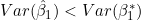 Var(\hat{\beta}_1) < Var(\beta_1^*)