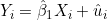 Y_i = \hat{\beta}_1 X_i + \hat{u}_i