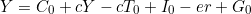\[ Y = C_0 + cY - cT_0 + I_0 - er + G_0 \]