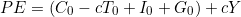 \[PE = \left(C_0 - cT_0 + I_0 + G_0\right) + cY\]