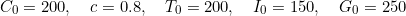 \[C_0 = 200, \quad c = 0.8, \quad T_0 = 200, \quad I_0 = 150, \quad G_0 = 250\]