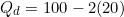\[Q_d = 100 - 2(20)\]