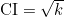 \mathrm{CI}=\sqrt{k}