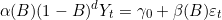\[\alpha(B)(1-B)^{d}Y_t = \gamma_0 + \beta(B)\varepsilon_t\]