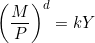 \left(\dfrac{M}{P}\right)^d = kY