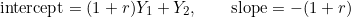 \[\text{intercept} = (1+r)Y_1 + Y_2, \qquad \text{slope} = -(1+r)\]